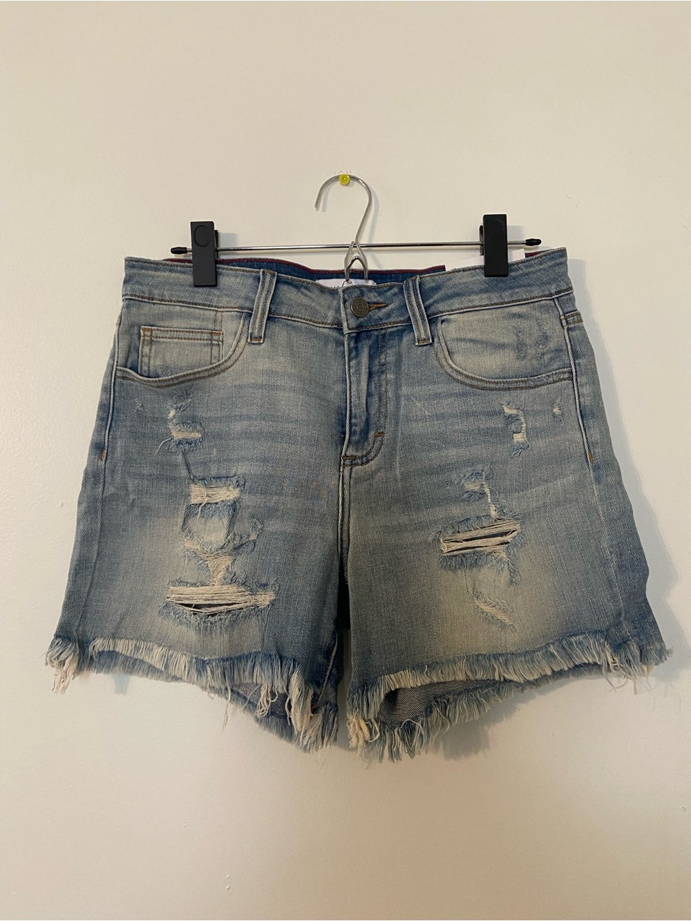 Carly Jean Los Angeles Light Blue Distressed Denim Shorts